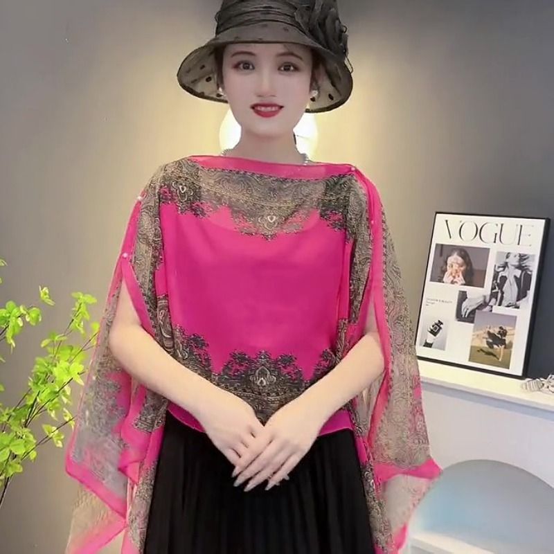 Pelerină elegantă cu broderie, stil lejer și rafinat
