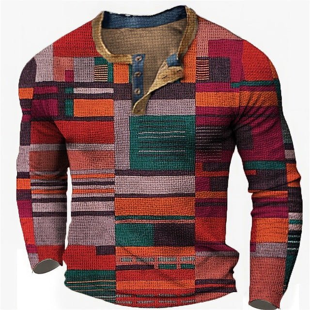 👔【S-4XL】🔥  Nová kolekce pánských košil s potiskem, dlouhé rukávy, uvolněný styl Henry, dostupné ve více barvách