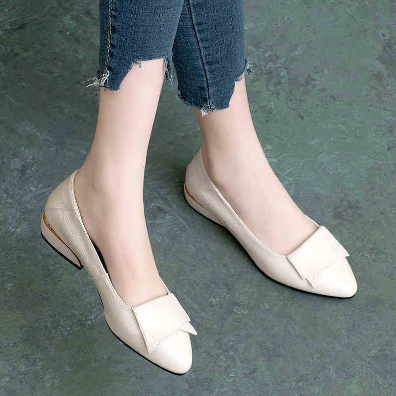 💥【35-40】Nuevos zapatos planos de piel antideslizantes, cómodos y transpirables, elegantes y a la moda.