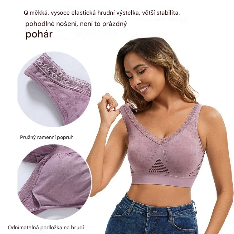 💕👙【40-120 kg】【Balení 3 kusů】🔥 Bezdrátová krajková podprsenka s vysokou podporou pro ženy