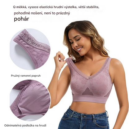 💕👙【40-120 kg】【Balení 3 kusů】🔥 Bezdrátová krajková podprsenka s vysokou podporou pro ženy