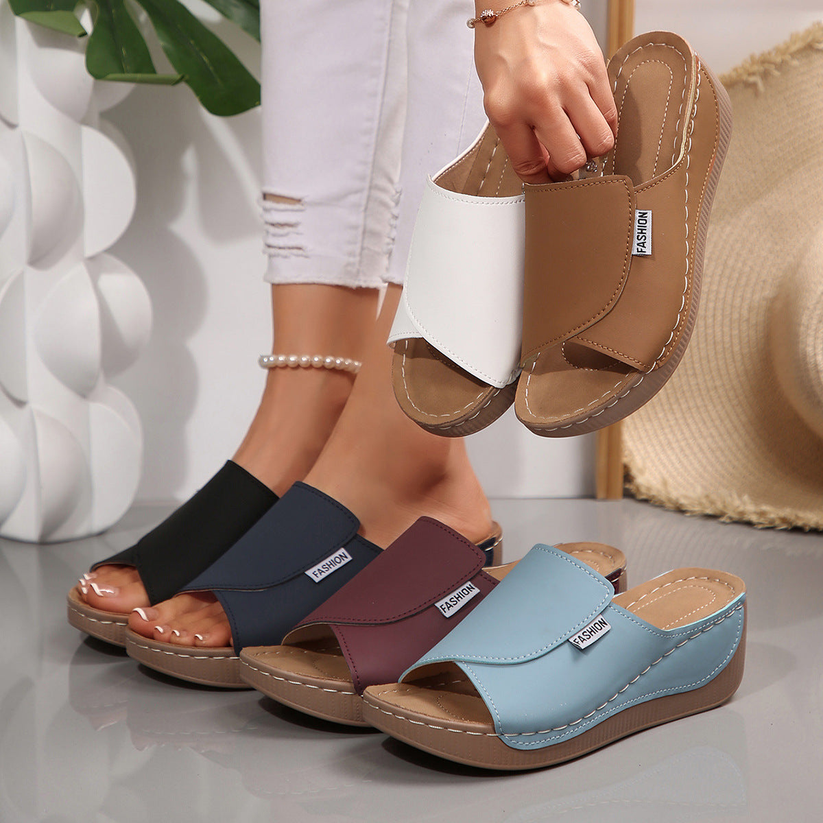 [36-43] Sandalias de cuña con plataforma para mujer