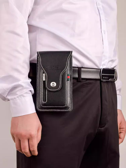 🔥 Moderno y práctico: bolso multifuncional para teléfono móvil de cuero genuino para hombre, fácil de transportar y sin preocupaciones en el trabajo.