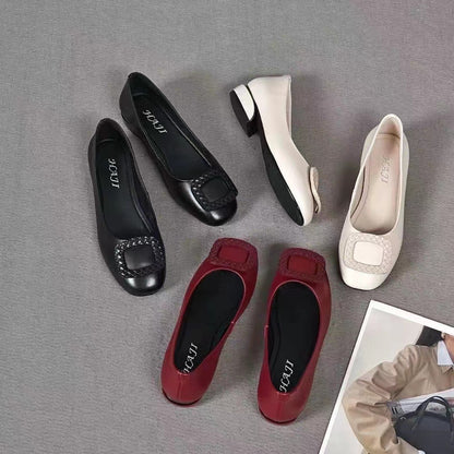 🔥🔥🥿【35-41】Pantofi de dama din piele moale cu toc rotund