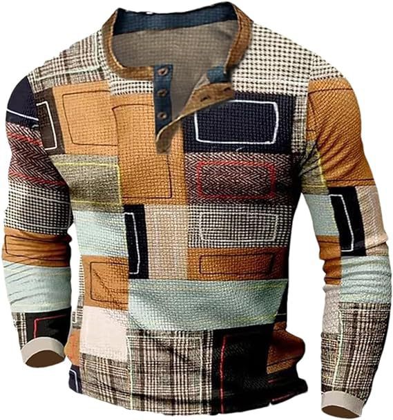 👔【S-4XL】🔥  Nová kolekce pánských košil s potiskem, dlouhé rukávy, uvolněný styl Henry, dostupné ve více barvách