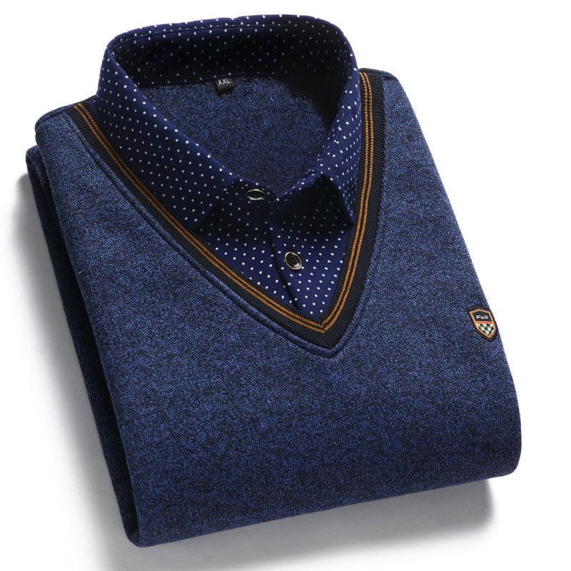 Platba na dobierku👔【M-4XL/40-100kg】Pánska pletená košeľa so zamatom pre zahriatie