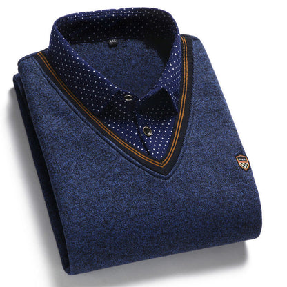 Platba na dobierku👔【M-4XL/40-100kg】Pánska pletená košeľa so zamatom pre zahriatie