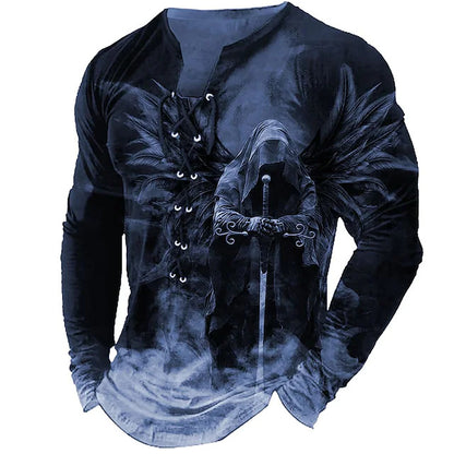 🔥Oferta de tiempo limitado【S-4XL】Camiseta casual de manga larga con estampado de león 3D para hombre