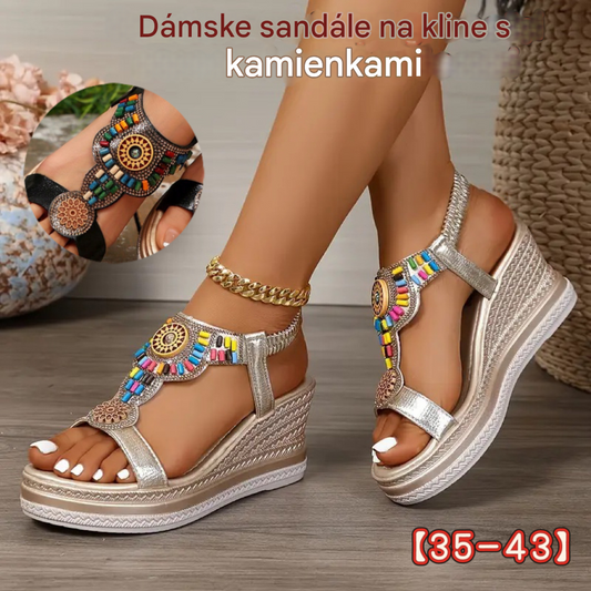 💖【35-43】✨Nové letné štýlové, módne, korálkové, dámske sandále na platforme