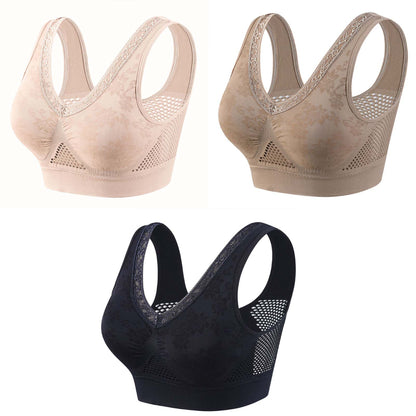 💕👙【40-120 kg】【Balení 3 kusů】🔥 Bezdrátová krajková podprsenka s vysokou podporou pro ženy