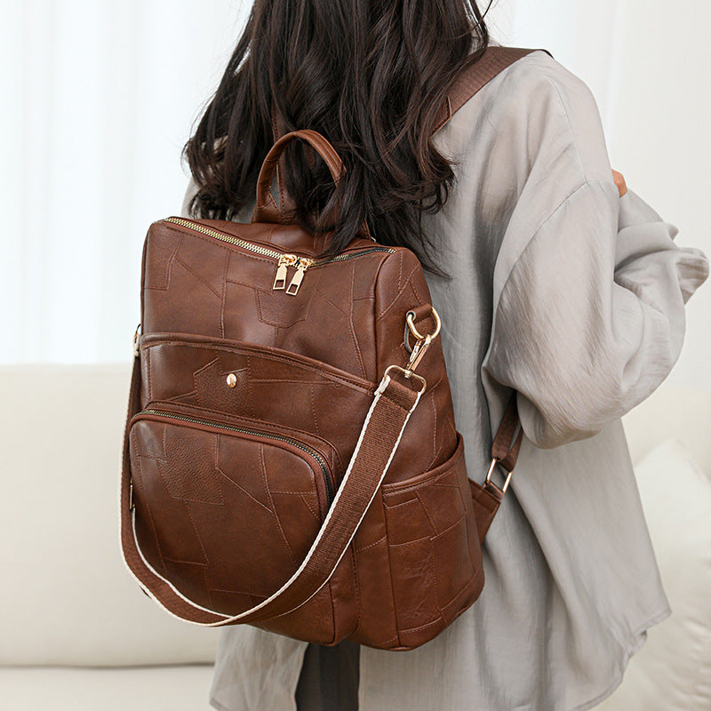👛🌟Rucsac din piele de mare capacitate, geantă de umăr, design în relief