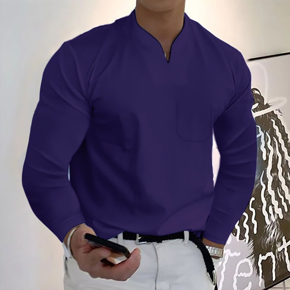 👔【S-5XL】Camiseta de algodón elástico con cuello en V para hombre de nuevo estilo de verano