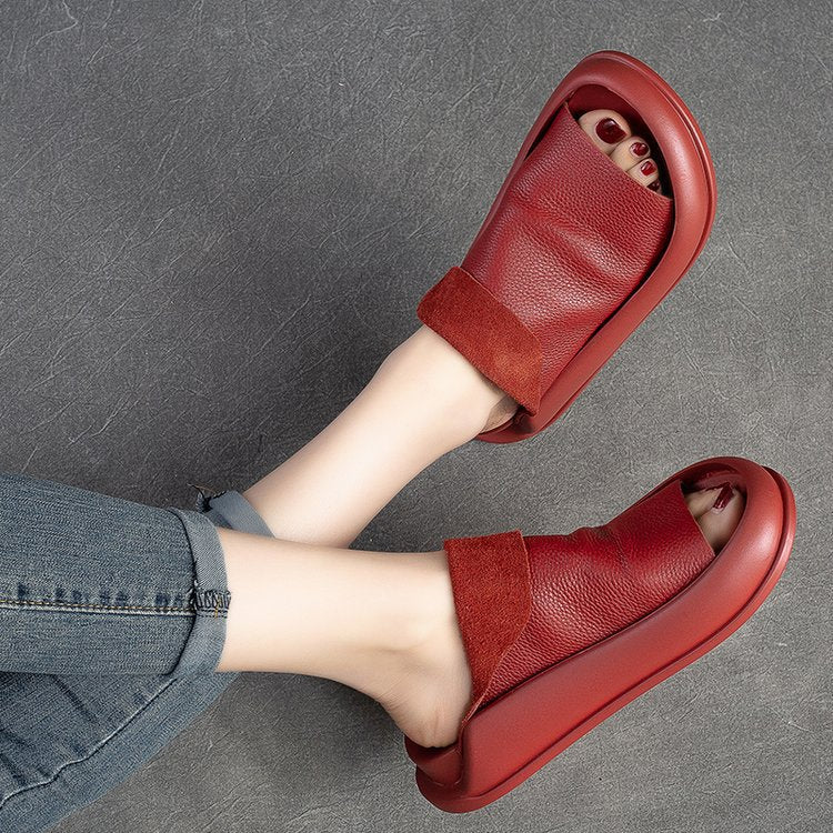 👡[35-40] 2025, stil nou, retro, lucrate manual din piele moale, de culoare solidă, sandale confortabile pentru femei