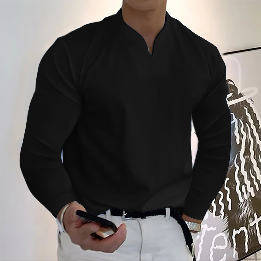 👔【S-5XL】Camiseta de algodón elástico con cuello en V para hombre de nuevo estilo de verano