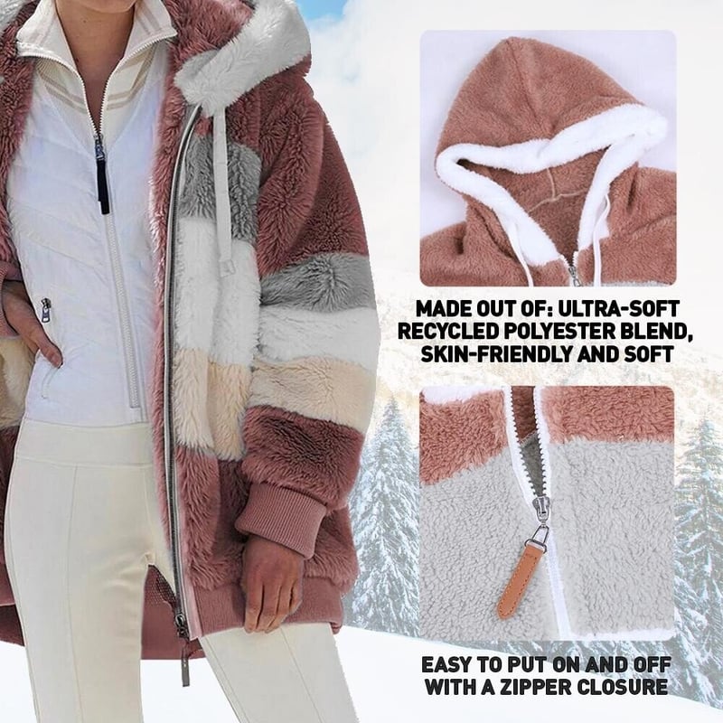 ❄️[S-5XL] Nueva chaqueta cálida con capucha y rayas de felpa 2025